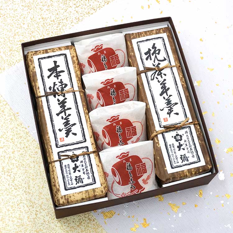 和菓子詰め合わせ 本煉羊羹1棹福もなか4個挽茶羊羹1棹