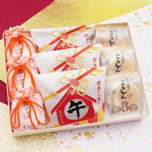 迎春菓詰め合わせ 珠の栗3個迎春どら焼き午3個こうしん3個