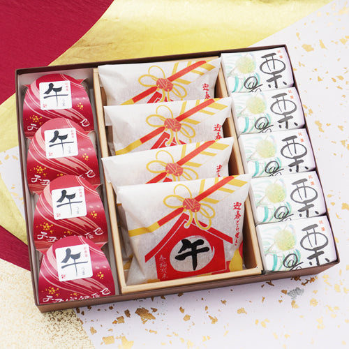 迎春菓詰め合わせ 新春菓午4個迎春どら焼き午4個栗最中5個