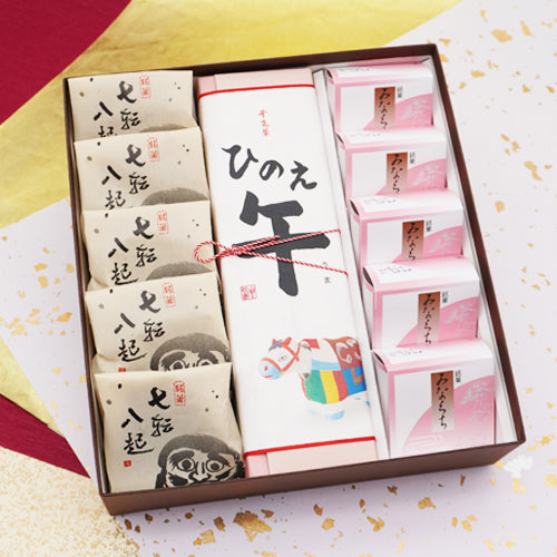 迎春菓詰め合わせ みなくち5個干支菓ひのえ午1棹七転八起5個