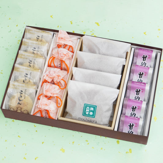 mochidora抹茶大納言4個こうしん5個珠の栗5個大納言甘納豆5個